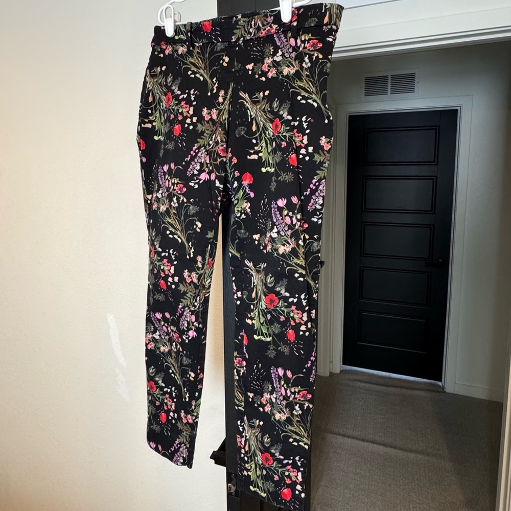 H&M Floral Print Black Pants